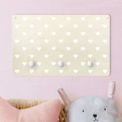 Bilderwelten Kindergarderobe Holz Weiße Herzen Auf Naturgrund -Komar Verkäufe 25418816 03
