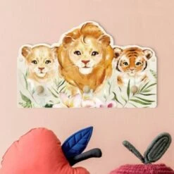 Bilderwelten Kindergarderobe Holz Aquarell Raubkatzen Tiger Löwen -Komar Verkäufe 25418988 03
