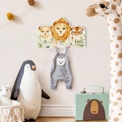 Bilderwelten Kindergarderobe Holz Aquarell Raubkatzen Tiger Löwen -Komar Verkäufe 25418988 04