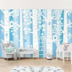 Bilderwelten Fototapete Bäume Im Wald Blau