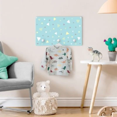 Bilderwelten Kindergarderobe Holz Bunte Gezeichnete Pastelldreiecke Auf Blau 4 Bilderwelten Kindergarderobe Holz Bunte Gezeichnete Pastelldreiecke Auf Blau – Bild 4