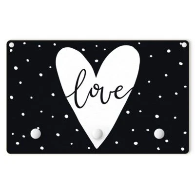 Bilderwelten Kindergarderobe Holz Spruch Love Im Herz Mit Punkten Schwarz Weiß 1 Bilderwelten Kindergarderobe Holz Spruch Love Im Herz Mit Punkten Schwarz Weiß