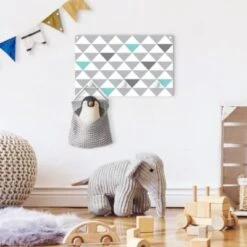 Bilderwelten Kindergarderobe Holz Dreiecke Grau Weiß Türkis -Komar Verkäufe 25420861 04