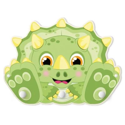 Bilderwelten Kindergarderobe Holz Dicker Dinosaurier - Triceratiops 1 Bilderwelten Kindergarderobe Holz Dicker Dinosaurier - Triceratiops