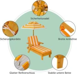 COSTWAY® Kinder Gartenliege Mit Sonnenschirm -Komar Verkäufe 25695231 03