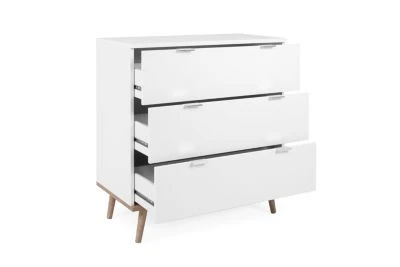 Finori Kommode "Bjarne", Weiß / Sonoma -Eiche, 3 X Schubkästen 4 Finori Kommode "Bjarne", Weiß / Sonoma -Eiche, 3 X Schubkästen – Bild 4