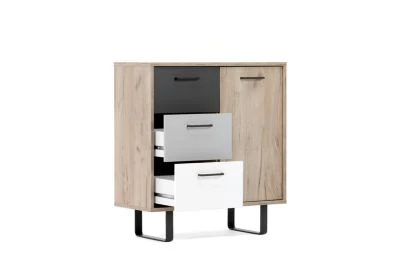 Finori Kommode "Milo", Grey Craft Oak / Farbmix, 3 Schubkästen 4 Finori Kommode "Milo", Grey Craft Oak / Farbmix, 3 Schubkästen – Bild 4