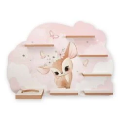 Kreative Feder Wandregal "Reh Mit Blumenkranz" Passend Für Tonie-Box Und Figuren