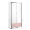 LOMADO® Kleiderschrank BONNY-12, 2-trg., 100cm, Weiß Rosa
