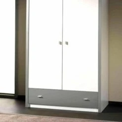 LOMADO® Kleiderschrank BONNY-12, 2-trg., 100cm, Weiß Silbergrau -Komar Verkäufe 26482564 03