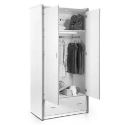 LOMADO® Kleiderschrank BONNY-12, 2-trg., 100cm, Weiß Silbergrau -Komar Verkäufe 26482564 04