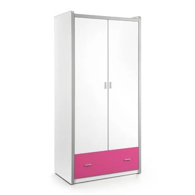 LOMADO® Kleiderschrank BONNY-12, 2-trg., 100cm, Weiß Fuchsia 1 LOMADO® Kleiderschrank BONNY-12, 2-trg., 100cm, Weiß Fuchsia