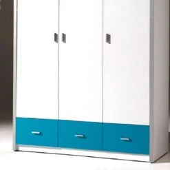 LOMADO® Kleiderschrank BONNY-12, 3-trg, 147cm, Weiß Türkis -Komar Verkäufe 26482627 03