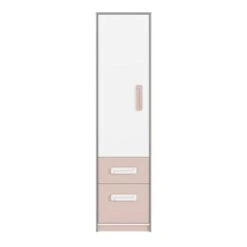 LOMADO® Kinderzimmer Wäscheschrank Grau INGOLSTADT-131 Mit Fronten In Weiß Und Absetzungen In Rosa, B/H/T: Ca. 50/199/41 Cm -Komar Verkäufe 26744957 03