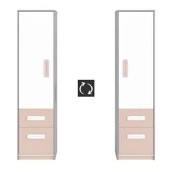 LOMADO® Kinderzimmer Wäscheschrank Grau INGOLSTADT-131 Mit Fronten In Weiß Und Absetzungen In Rosa, B/H/T: Ca. 50/199/41 Cm -Komar Verkäufe 26744957 05