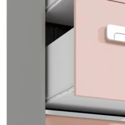 LOMADO® Kinderzimmer Wäscheschrank Grau INGOLSTADT-131 Mit Fronten In Weiß Und Absetzungen In Rosa, B/H/T: Ca. 50/199/41 Cm -Komar Verkäufe 26744957 06