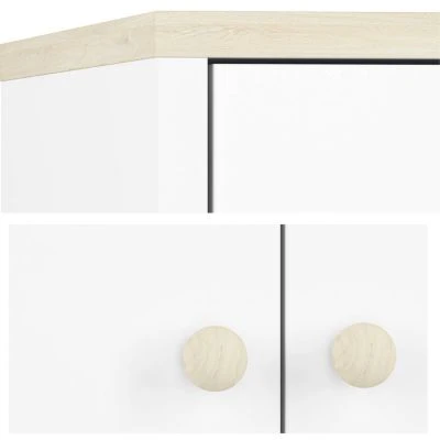 LOMADO® Kleiderschrank Mit 2 Türen ELVA-131 In Weiß Mit Fjord Buche Nb. Und Kristallblau, B/H/T: Ca. 80/193/51 Cm 4 LOMADO® Kleiderschrank Mit 2 Türen ELVA-131 In Weiß Mit Fjord Buche Nb. Und Kristallblau, B/H/T: Ca. 80/193/51 Cm – Bild 4