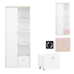 LOMADO® Kinderzimmer Schrank Regal Kombi ELVA-131 In Weiß Mit Fjord Buche Nb. Und Hellrosa, B/H/T: Ca. 123/193/40 Cm 8 LOMADO® Kinderzimmer Schrank Regal Kombi ELVA-131 In Weiß Mit Fjord Buche Nb. Und Hellrosa, B/H/T: Ca. 123/193/40 Cm -Komar Verkäufe 27336950 03