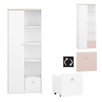 LOMADO® Kinderzimmer Schrank Regal Kombi ELVA-131 In Weiß Mit Fjord Buche Nb. Und Hellrosa, B/H/T: Ca. 123/193/40 Cm 3 LOMADO® Kinderzimmer Schrank Regal Kombi ELVA-131 In Weiß Mit Fjord Buche Nb. Und Hellrosa, B/H/T: Ca. 123/193/40 Cm – Bild 3