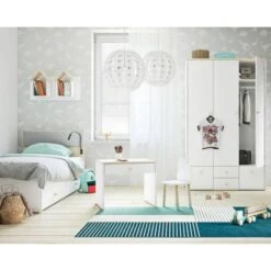 LOMADO® Kleiderschrank 3-türig ELVA-131 In Weiß Mit Fjord Buche Nb., B/H/T: Ca. 117/193/51 Cm -Komar Verkäufe 27336960 06