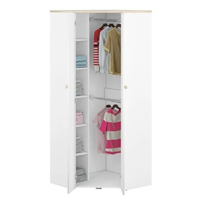 LOMADO® Jugendzimmer Set Mit Eckkleiderschrank ELVA-131 In Weiß Mit Fjord Buche Nb., B/H/T: Ca. 273/193/80 Cm 3 LOMADO® Jugendzimmer Set Mit Eckkleiderschrank ELVA-131 In Weiß Mit Fjord Buche Nb., B/H/T: Ca. 273/193/80 Cm – Bild 3