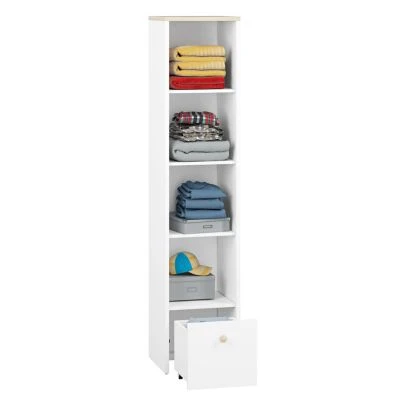 LOMADO® Jugendzimmer Set Mit Eckkleiderschrank ELVA-131 In Weiß Mit Fjord Buche Nb., B/H/T: Ca. 273/193/80 Cm 5 LOMADO® Jugendzimmer Set Mit Eckkleiderschrank ELVA-131 In Weiß Mit Fjord Buche Nb., B/H/T: Ca. 273/193/80 Cm – Bild 5