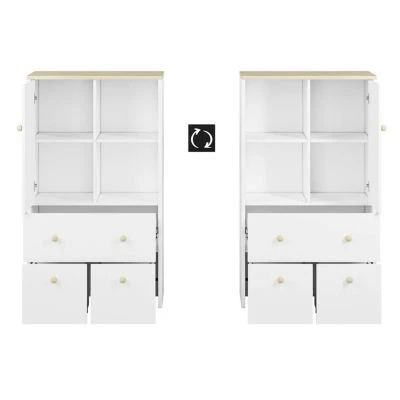 LOMADO® Schrank Mit Schubkästen Und Fächern ELVA-131 In Weiß Mit Fjord Buche Nb. Und Hellrosa, B/H/T: Ca. 52/141/40 Cm 3 LOMADO® Schrank Mit Schubkästen Und Fächern ELVA-131 In Weiß Mit Fjord Buche Nb. Und Hellrosa, B/H/T: Ca. 52/141/40 Cm – Bild 3