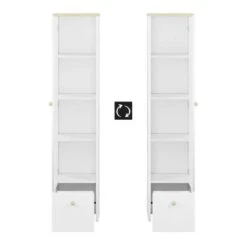 LOMADO® Schrank Mit Schubkasten ELVA-131 In Weiß Mit Fjord Buche Nb. Und Kristallblau, B/H/T: Ca. 43/193/40 Cm -Komar Verkäufe 27337030 03