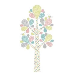 Bilderwelten Wandtattoo No.YK76 Abstrakter Baum Mit Großen Tropfenblättern In Pastell