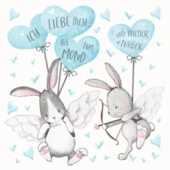Bilderwelten Wandtattoo Ich Liebe Dich Hasen Blau