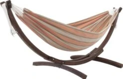 Vivere Doppelhängematte Aus Sunbrella® Mit Stabilem Bogengestell 260 Cm Aus Massivkiefernholz- CAMEO