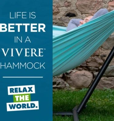 VIVERE DOUBLE POLYESTER Hängematte Mit Ständer (250 CM) - AQUA 4 VIVERE DOUBLE POLYESTER Hängematte Mit Ständer (250 CM) - AQUA – Bild 4