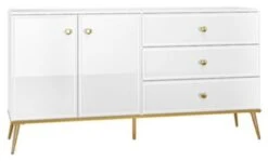 Feldmann-Wohnen Sideboard Goldin Kommode 160x40x85cm 2-türig Mit 3 Schubladen