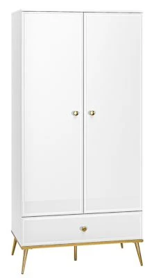 Feldmann-Wohnen Kleiderschrank Goldin Garderobenschrank 92x53x190cm 2-türig Mit 1 Schublade