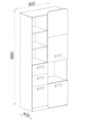 Feldmann-Wohnen Stauraumschrank Kleiderschrank Loreto 80x40x188cm 3-türig Farbe Wählbar 2 Feldmann-Wohnen Stauraumschrank Kleiderschrank Loreto 80x40x188cm 3-türig Farbe Wählbar – Bild 2