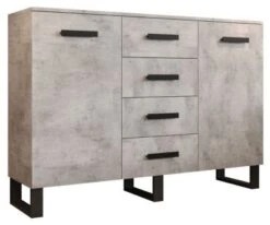 Feldmann-Wohnen Sideboard Loft Kommode 150x40x105cm 2-türig Mit 4 Schubladen
