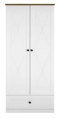 Feldmann-Wohnen Kleiderschrank Lille Drehtürenschrank 92cm 2-türig Mit 1 Schublade