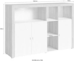 HM Helvetia Kommode Nela Highboard 163x37x109cm 3-türig Mit 5 Offenen Fächern -Komar Verkäufe 29577157 04
