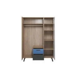 LOMADO® Kleiderschrank Kinderzimmer 3 Türig Mit Fronten In Weiß, Graphit Und Bianco Buche Nb. + Wahlweise Blau Oder Rosa MANISA-19, B/H/T: Ca. 130/190/61 Cm -Komar Verkäufe 29756909 03