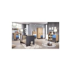 LOMADO® Kleiderschrank Kinderzimmer 3 Türig Mit Fronten In Weiß, Graphit Und Bianco Buche Nb. + Wahlweise Blau Oder Rosa MANISA-19, B/H/T: Ca. 130/190/61 Cm -Komar Verkäufe 29756909 05