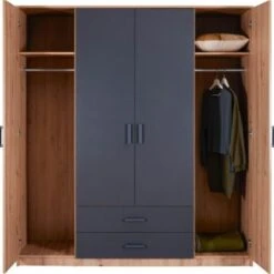 Inter Link Kleiderschrank 4 Türen Und Eiche Artisan Nachbildung, Anthrazit 10 Inter Link Kleiderschrank 4 Türen Und Eiche Artisan Nachbildung, Anthrazit -Komar Verkäufe 29758572 05