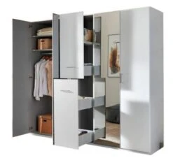 Wimex Kleiderschrank Schlafzimmerschrank Lima 225x58x208cm 4-türig Mit Spiegel Und Apothekerauszügen -Komar Verkäufe 29771580 03