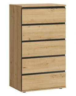 Feldmann-Wohnen Schubladenkommode Naxos Sideboard 60x40x106cm Mit 5 Schubladen