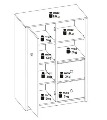 Feldmann-Wohnen Bücherregal Standregal Globo 85x42x121cm 1-türig Mit 2 Schubladen 4 Feldmann-Wohnen Bücherregal Standregal Globo 85x42x121cm 1-türig Mit 2 Schubladen – Bild 4