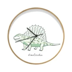MuchoWow Wanduhr 30 Cm - Funkuhr - Lautlos - Kinderzimmer - Dimetrodon - Dinosaurier