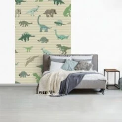 MuchoWow Fototapete - Zimmer - Wandtapete - Dino - Braun - Grün - Kind -Komar Verkäufe 29864336 05