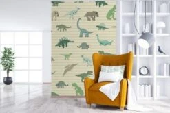 MuchoWow Fototapete - Zimmer - Wandtapete - Dino - Braun - Grün - Kind -Komar Verkäufe 29864336 06