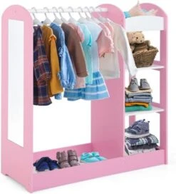 COSTWAY® Kindergarderobe Mit Spiegel Kleiderständer Kleiderbügel