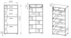 Feldmann-Wohnen Schuhschrank Caro Dielenschrank 60x34x126 Cm 3-türig -Komar Verkäufe 30076687 04