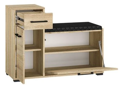 Feldmann-Wohnen Schuhschrank Caro Sitzbank 90x34x68 Cm 2-türig Mit 2 Schubladen 2 Feldmann-Wohnen Schuhschrank Caro Sitzbank 90x34x68 Cm 2-türig Mit 2 Schubladen – Bild 2
